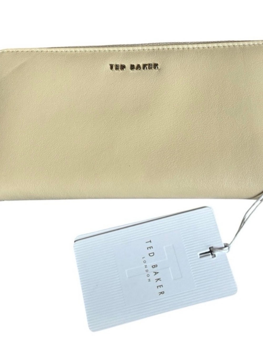 Ted Baker Natural Leather Zip Wallet in Cream